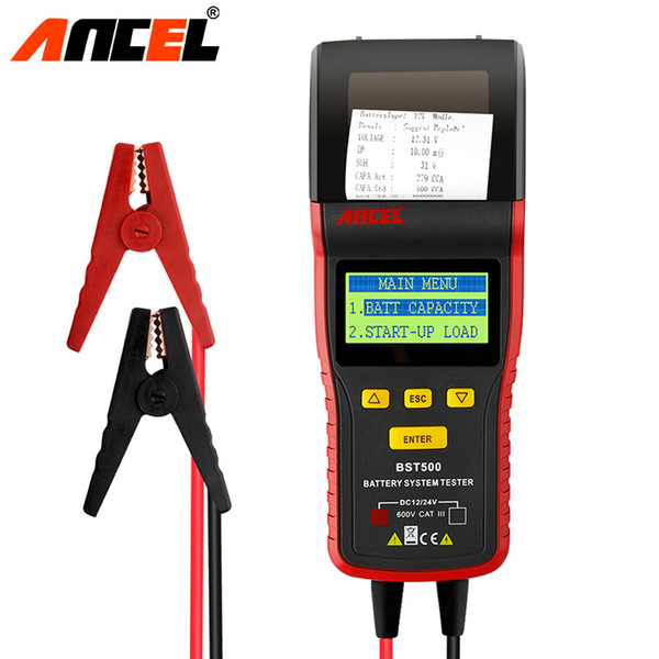 Ancel BST500 12V 24V Car Battery Tester Digital Multi-language Automotive Battery Analyzer CCA with Print Report