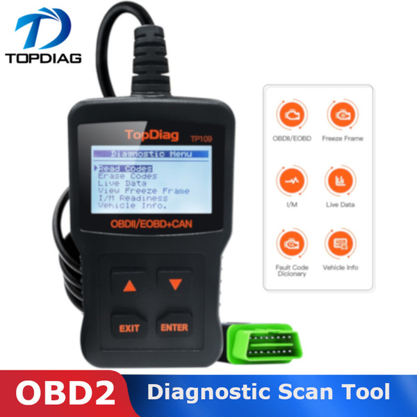 TopDiag 12V Diagnostic Scan Tool Multi Fuction Clear Code Reader OBD2 Scanner Fault EOBD Vechicle TP109 Car obd2 Scanner