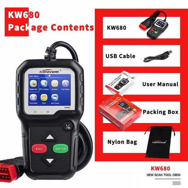 OBD2 Car Diagnostic Auto Diagnostic-Tool KONNWEI KW680 Read Clear Fault Error Codes OBD2 Cars Multi-languages Automotive Scanner