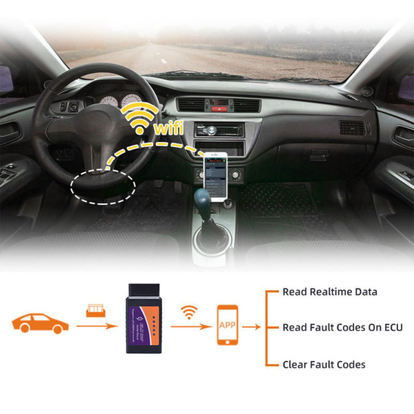 Car diagnostic tool elm wifi /Bluetooth code reader obd2 car scanner for Android tools