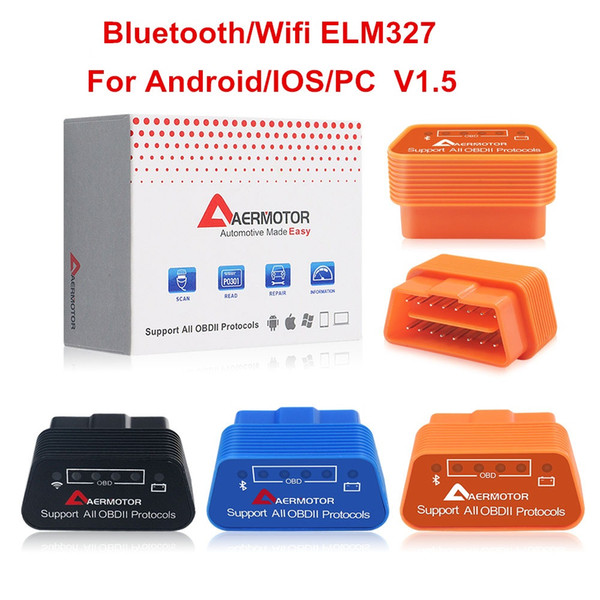 Original Aermotor Wifi ELM327 V1.5 Bluetooth 4.0 ELM 327 1.5 OBD2 Diagnostic Scanner Works ELM327 Android Windows Adapter