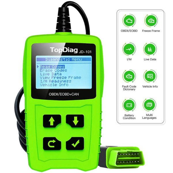 TopDiag JD101 Code Reader For OBD II/EOBD/CAN Scan Code OBD2 Diagnostic Tool Auto Scanner Upgrade Firmware