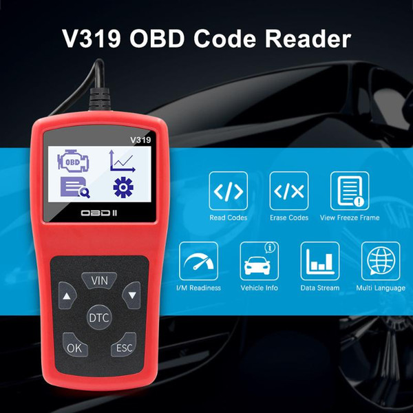 V319 OBD2 Code Reader Scanner Tool Diagnostic Code Readers OBDII EOBD Read Clean Fault ELM327 Multiple Languages