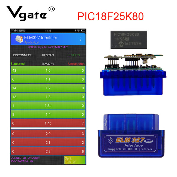 ELM327 V1.5 PIC18F25K80 Bluetooth OBD Scanner Diagnostic Tool Mini ELM 327 V1.5 OBD2 Car Code Reader for Android/Symbian OBDII