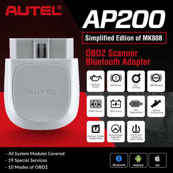 Autel AP200 OBD2 Bluetooth Adapter OBD2 Scanner Code Reader Full System Diagnostic tool AutoVIN TPMS IMMO Service PK 808 MX808