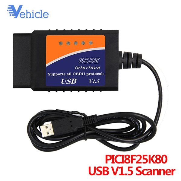 OBD II Scanner ELM 327 USB 25K80 OBD2 Diagnostic MINI OBDII USB V1.5 Scanner for Multi-brands CAN-BUS ELM327 OBDII vehicles