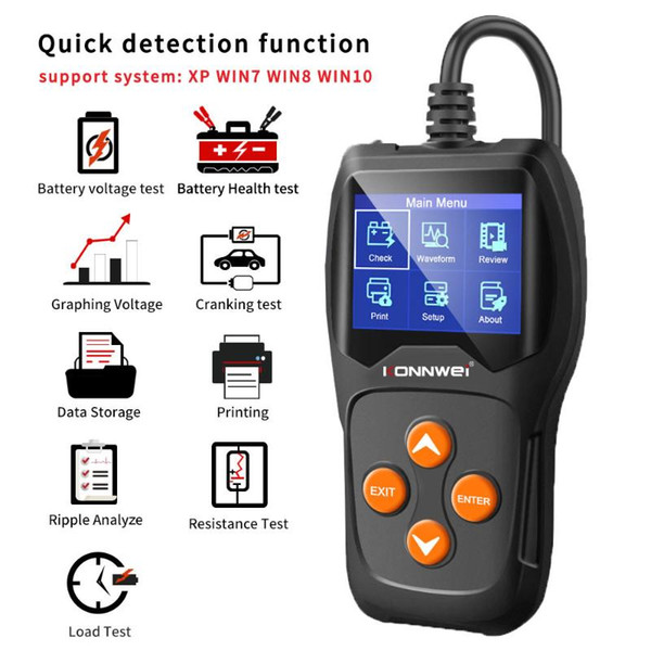 Car Battery Tester 12V Analyzer 100 to 2000CCA Test Battery Health/Faults 12V Digital Color Screen Auto Diagnostic scaner