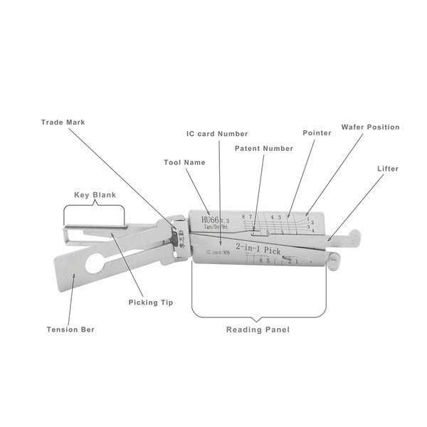 Original LISHI HU66 3 in 1 Auto lock Pick and Decoder locksmith tool with USA Overseas warehouse fast free shipping