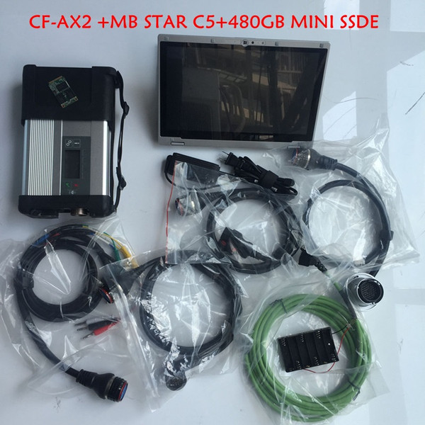 2019 Super MB Star C5 SD C5 + 480GB SSD soft-ware V05/2019 + CF-AX2 I5 8G Used Military laptop Auto Repair Star Diagnostic Tool