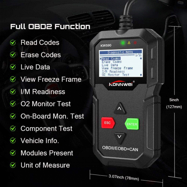 KONNWEI ODB2 Automotive Scanner KW590 OBD2 OBD Diagnostic Scanner in Russian Car Code Reader Auto Scanner Better AD310 ELM327