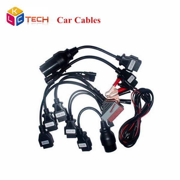 Wholesale- 10pcs/lot Lowest Price OBDII OBD2 Full Set 8 Car Cables Work For TCS CDP Pro Plus Car Cable Diagnostic Scan Tool Interface DHL