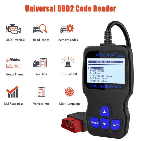 Autophix OM123 OBD2 car engine fault detection diagnostic instrument OBD2 driving computer decoding code killing software Code Reader