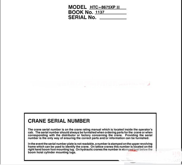 Linkbelt All Set Operating, Service and Maintenance Manual