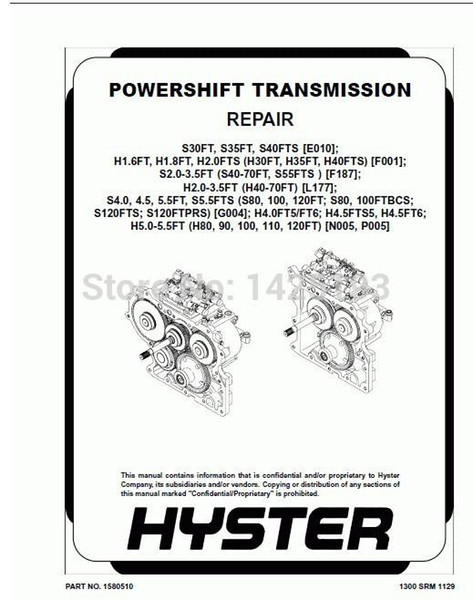 Hyster Internal Combustion Engine Trucks - Cushion Tire Repair Manuals 2013