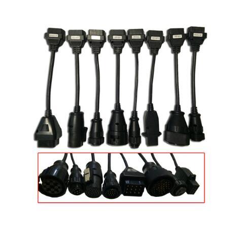 2018 DHL free 10 set/lot 8pcs full set obd obd2 truck cable for delphi vd ds150e cdp pro plus wow snooper cdp mvd and vd tcs cdp