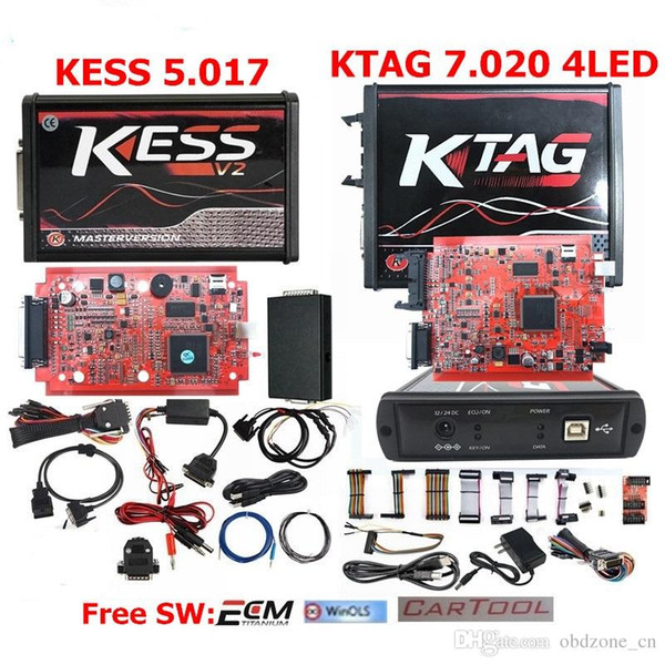 New 4LED KTAG V7.020 Red PCB EU Online Version KESS 5.017 SW2.47 Chip Tuning Works Cars/Trucks