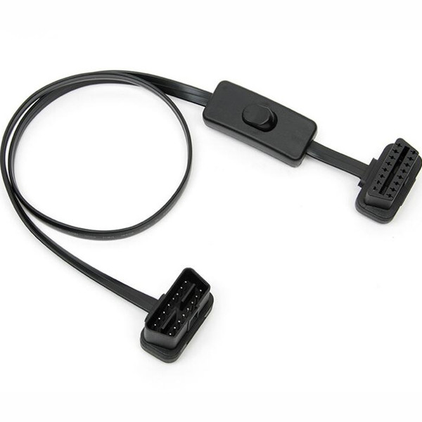 60cm black universal OBD2 extension wire plug with switch 16pins port connector for obd 2 diagnostic tools