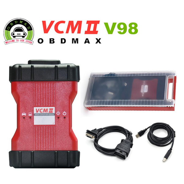 V98 VCM II 2 in 1 IDS Diagnosis tool For Fd / Mazda VCM 2 VCM2 OBD2 Scanner Single Green PCB 2016 Newly V98 VCM II with plastic Suitcase