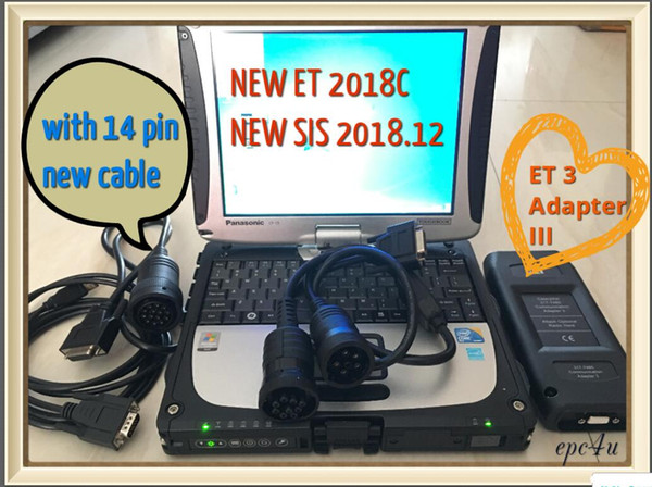 CF19 Laptop Install SIS 2018.12+ET 2018C+factory password keyGEN with et 3 Adapter III Comm 3 p/n 317-7485 for red cat +new 14pin cable