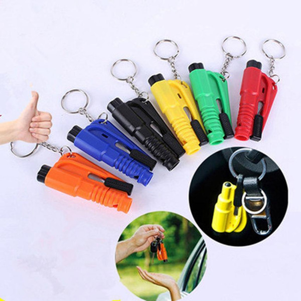 3 in 1 Mini Safety Hammer Car Window Glass Breaker Seat Belt Cutter Rescue Hammer Car Life-saving Keychain Emergency Hammer ZZA1146