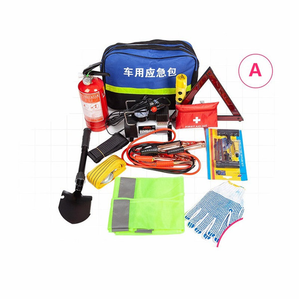 new 13-piece vehicle car motorcycle kit emergency rescue kit for small portable vehicles fire extinguisher multifunctional first aid kit