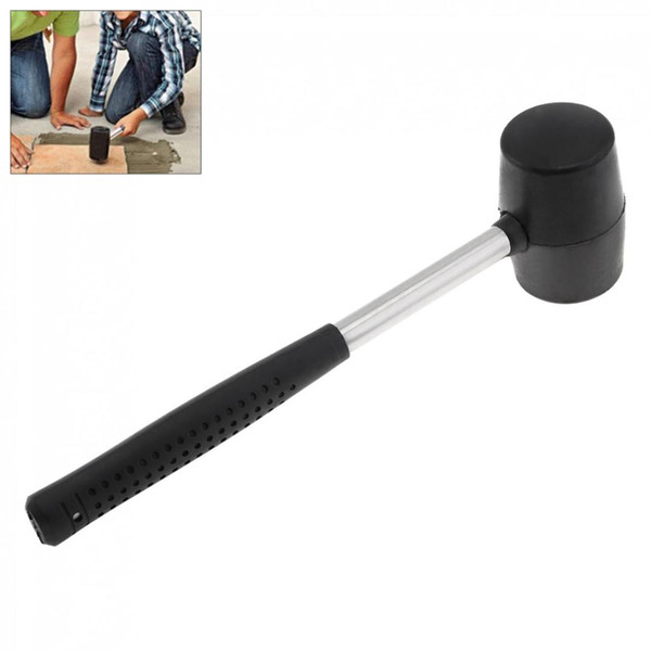 Practical Non-elastic Black Rubber Hammer Tile hammer with Round Head and Non-slip Handle DIY Hand Tool