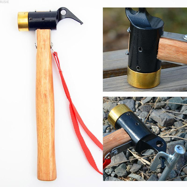 Outdoor camping tent nail hammer brass hammer head nail extractor safety awning multi-function Woodworking