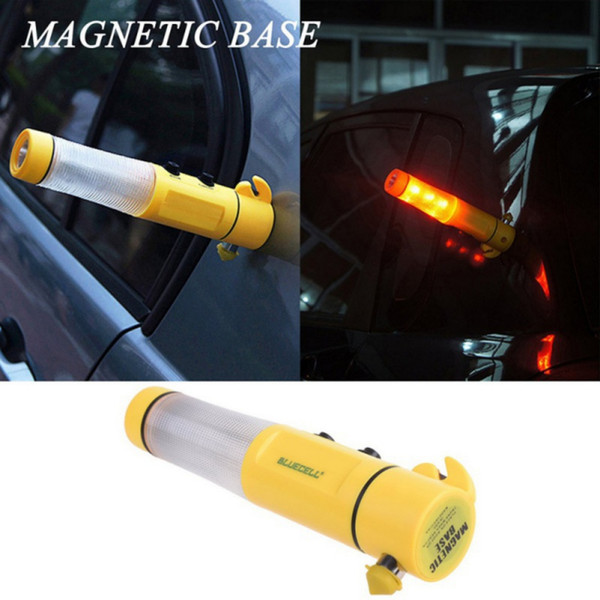 4-in-1 Safety Auto Car Emergency Escape Tool Hammer Seat Belt Cutter Rescue Tool Car Light Flashing Red Beacon LED Flash Light