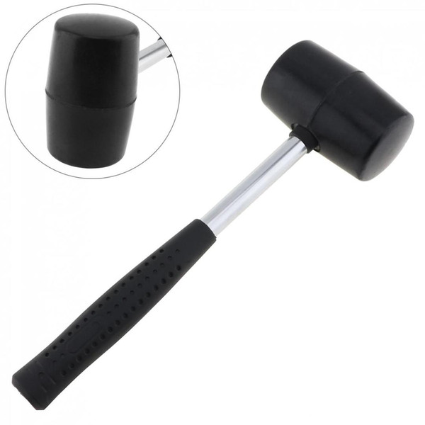 Non-elastic Black Rubber Hammer Resistant to tapping Tile hammer with Round Head and Non-slip Handle DIY Hand Tool