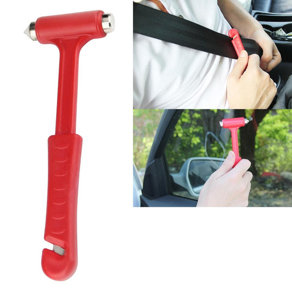 Mini Car Safety Hammer Life Saving Escape Emergency Hammer Seat Belt Cutter Window Glass Breaker Car Rescue Red