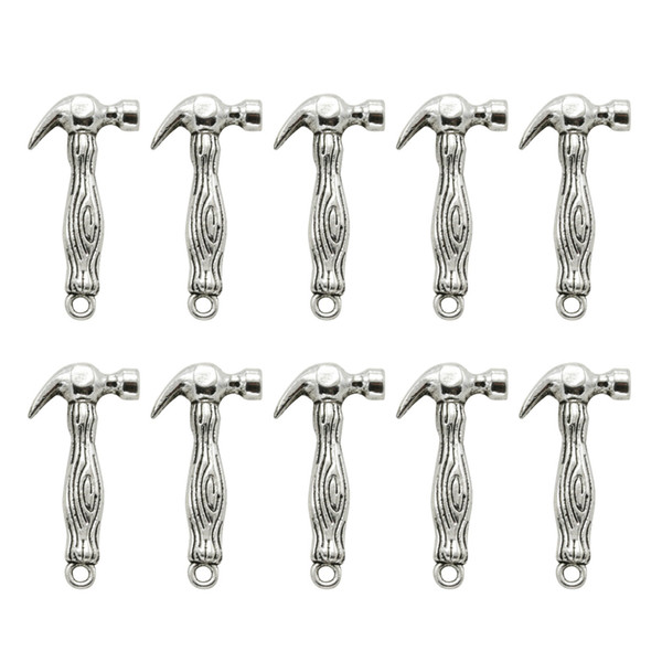 10 pcs Alloy Pendants Hammer Shape Antique Silver Pendant Charms for Necklace Bracelet Hammer ornament