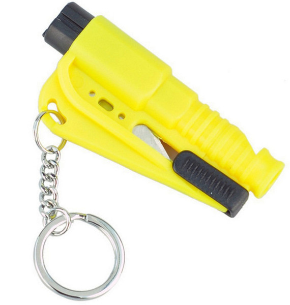 Mini Safety Hammer Emergency Bodyguard 3-In-1 SOS Whistle Seat Belt Cutter Window Break Escape Glass Breaker Keychain Whistle Knife Epackage