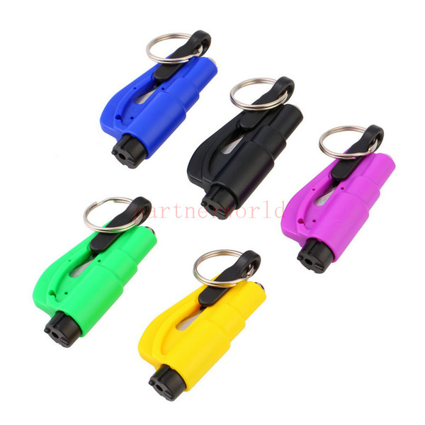 100pc 3 in 1 Car Window Glass Safety Emergency Hammer Seat Belt Cutter Tool Keychain Free Shipping