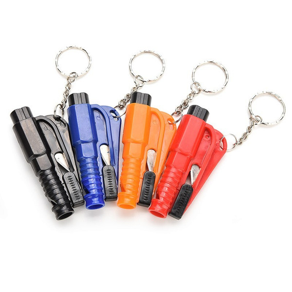 Free DHL 3 in 1 Car Window Glass Safety Emergency Hammer Seat Belt Cutter Tool Keychain