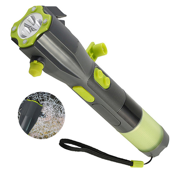 Multi-functional Car Emergency Hammer Hand Cranking Flashlight Outdoor Emergency Charging Window Breaker Safety Hammer