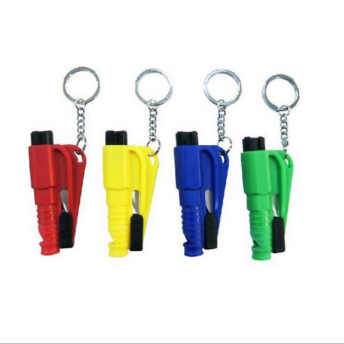 Mini Emergency Hammer Car Key Chain Escape Tool Broken Window Cut Knife Whistle Safety Artifact