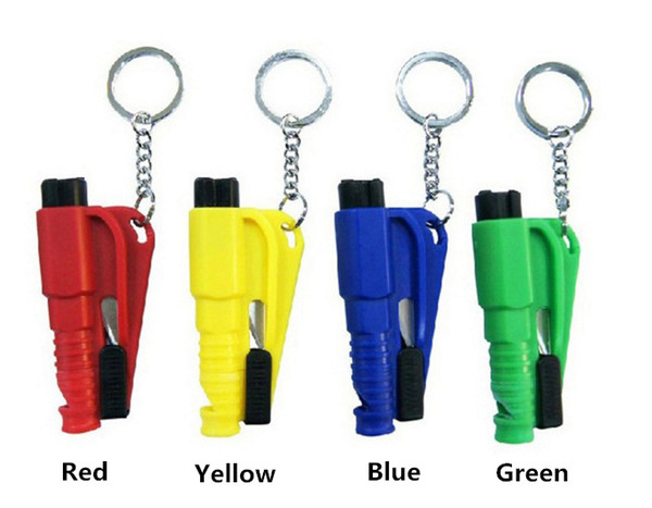 Mini Safety Hammer Emergency Bodyguard SOS Whistle Seat Belt Cutter Window Break Escape Window Glass Breaker Keychain Whistle Knife