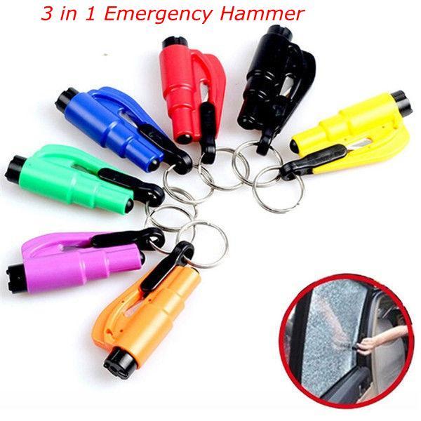 3-In-1 Mini Emergency Safety Hammer Cutter And Auto Car Window Glass Breaker Safety Hammer Cutter 7COLORS 500PCS