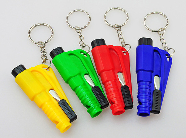 20PCS Mini Safety Hammer Emergency Bodyguard 3-In-1 SOS Whistle Seat Belt Cutter Window Break Escape Window Glass Breaker Whistle Knife