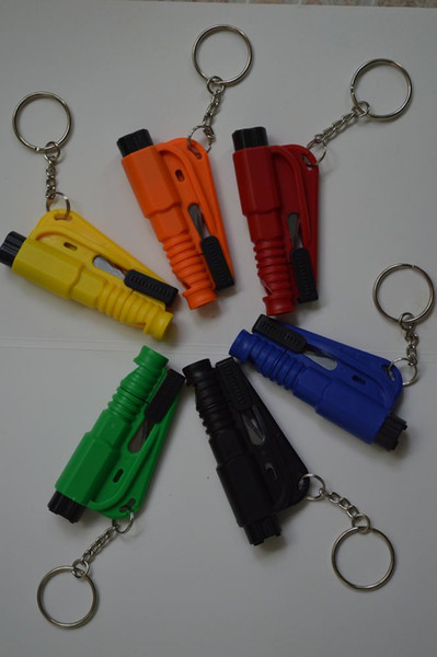 Mini Keychain Safety Hammer Emergency Bodyguard 3-In-1 SOS Whistle Seat Belt Cutter Window Break Escape Window Glass Breaker Knife