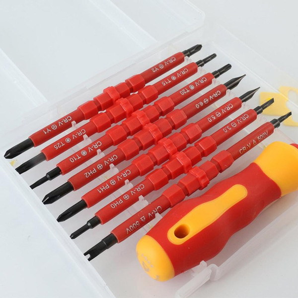 8PCS Multi-purpose Screwdriver Bit Set for Electrical Insulated Kit Household Repairing Maintenance Tools