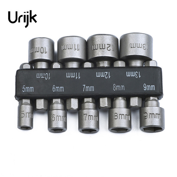 Urijk Freeship 9Pcs 5-13mm Hexagon Handle Socket Wrench Screwdriver Set Bit Set For Electric Screwdriver Hand Tools No Magnetic