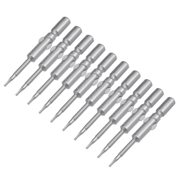 uxcell 10 Pcs 60mm Long 6mm Dia Round Shank T5 Magnetic Torx Screwdriver Bits S2 High Alloy Steel