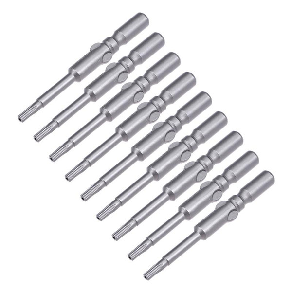 uxcell 10 Pcs 60mm Long 6mm Dia Round Shank T10 Magnetic Torx Security Screwdriver Bits