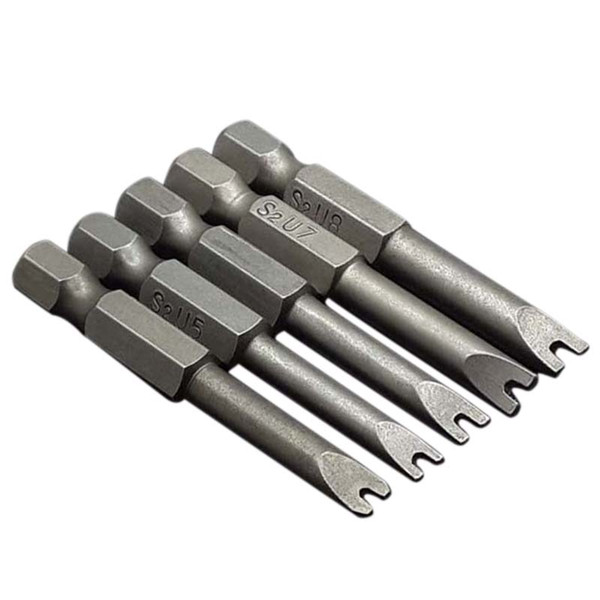 New 5Pcs Set Security Bit Set Tamper Proof Screwdriver Drill Bit Screw Driver Bits Hex Shank Magnetic U Shaped 1/4 inch Driver B