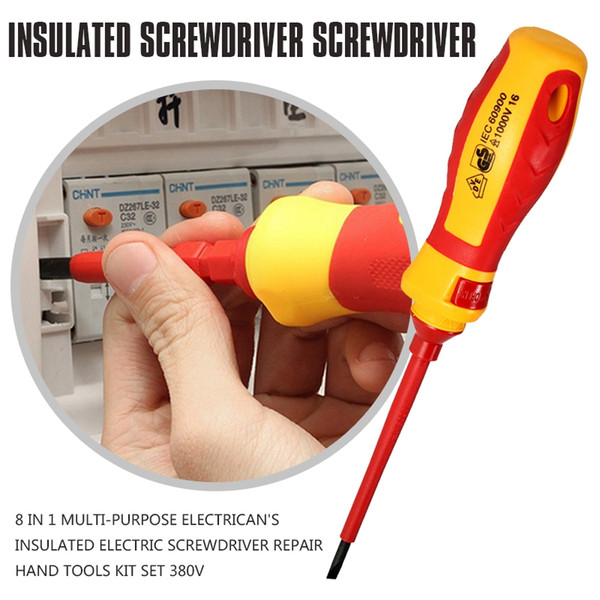 8 In 1 Multi-purpose Electrican's Insulated Electric Screwdriver Repair Hand Tools Kit Set 380v