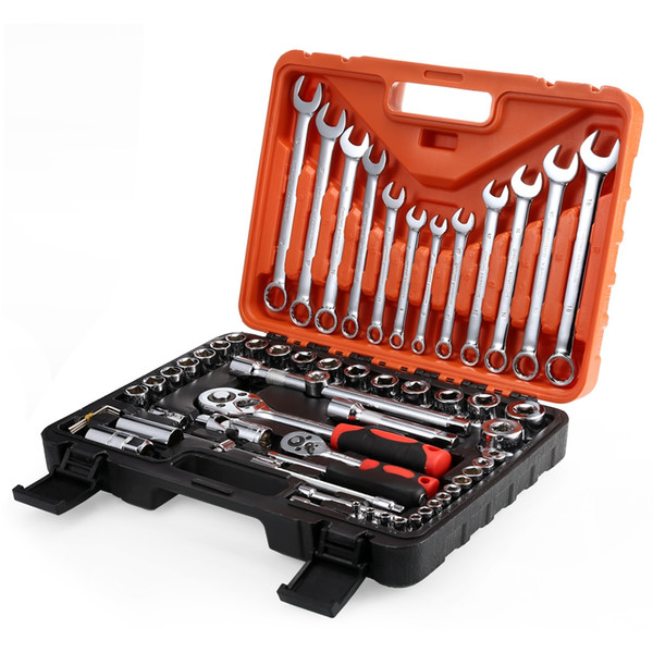 46pcs Automobile Motorcycle Car Repair Tool Set Precision Ratchet Wrench Sleeve Universal Joint Hardware Tools Kit Auto Tool Box