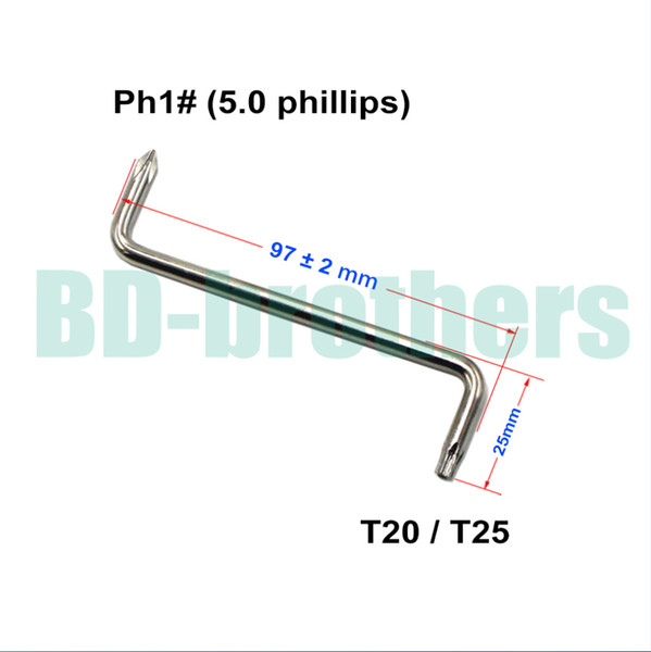 T20 / T25 + 5.0 mm Phillips PH1# Screwdriver With Hole Z Screwdrivers Tool for Auto Fender of Car 400pcs/lot