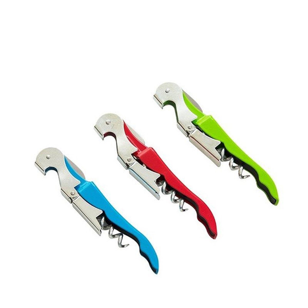 Wholesale 2018 100pcs Beer wine opener multifunctional Sea horse Stainless steel knife Double Hinged Corkscrew Tools for kitchen dining bar