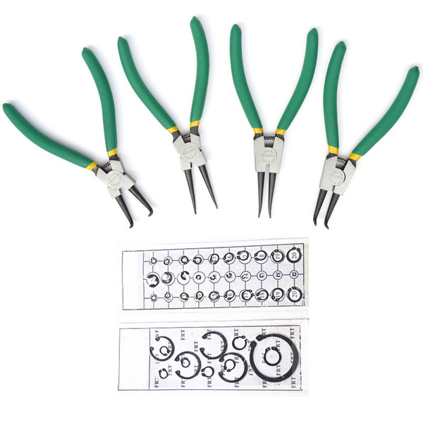 4pcs 7-inch Snap-ring Pliers with Circlip E-clip Snap Rings Assortment Car Tool Set Kit